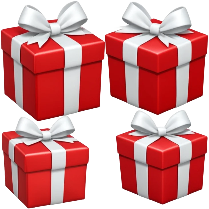 3 red gift boxes with white bows emoji