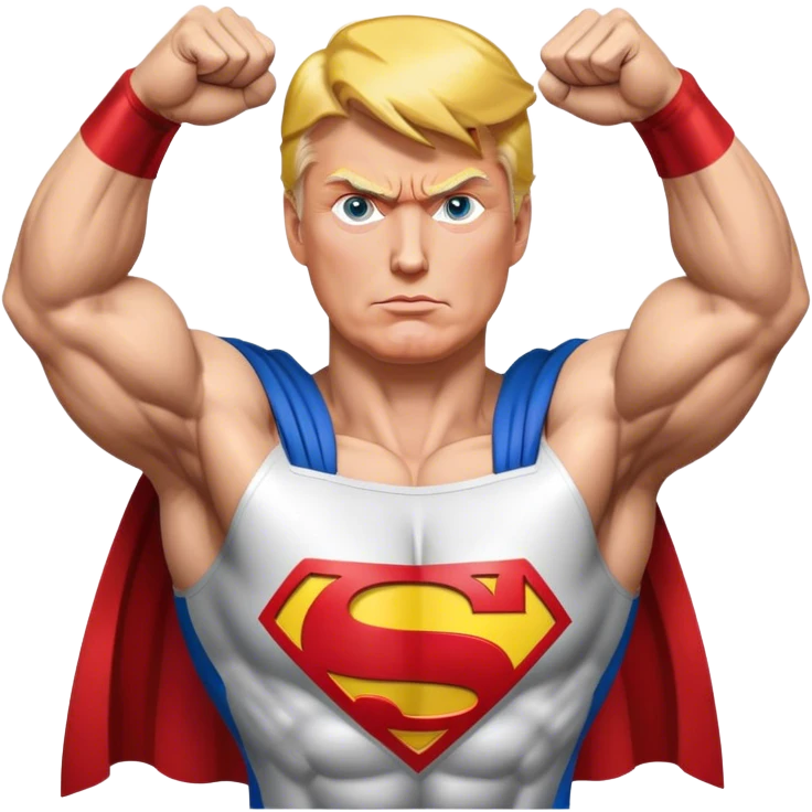 Donald trumps face on Superman’s body holding the world emoji
