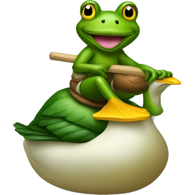 Frog riding a duck emoji