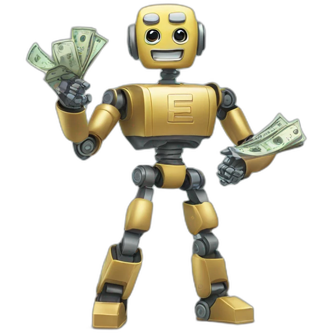 robot flexing money emoji