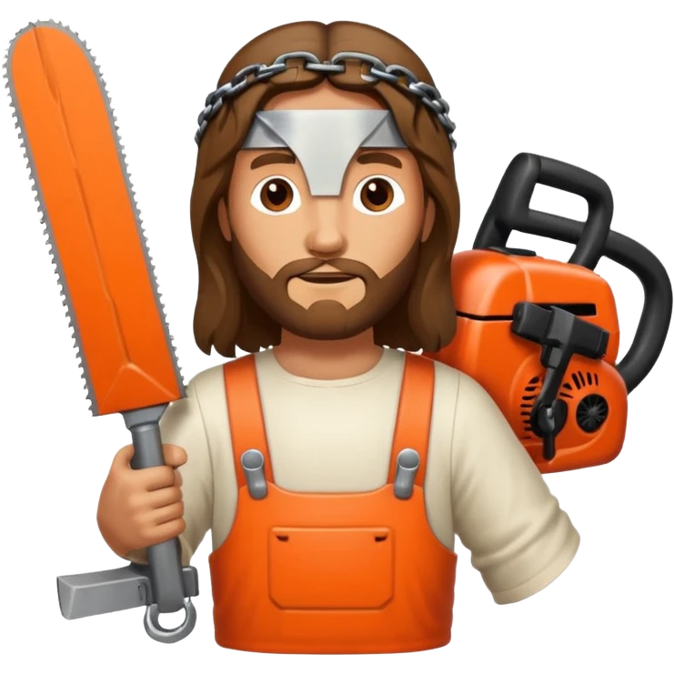 Jesus Christ with chainsaws instead of hands emoji