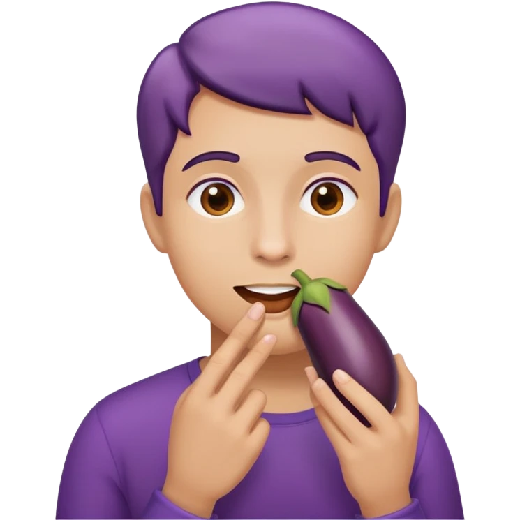 Face eating eggplant emoji