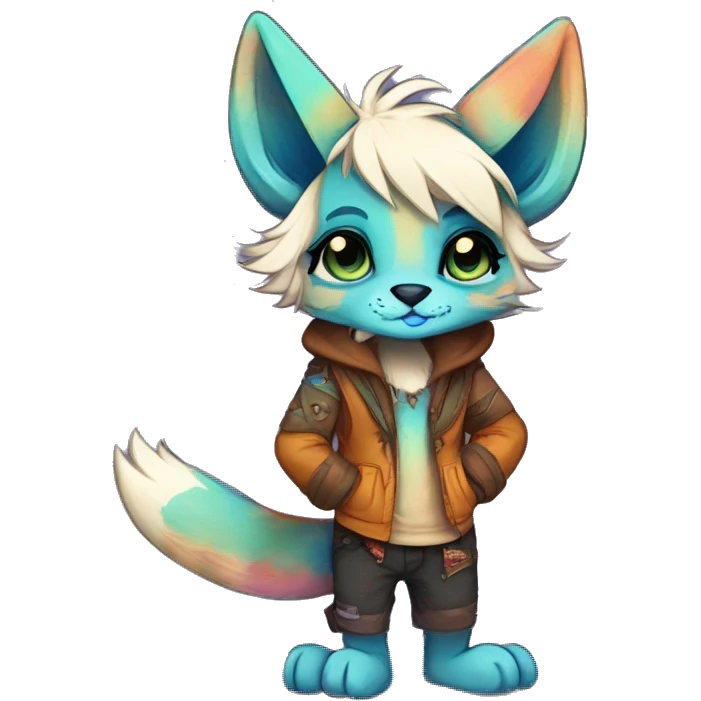 Cool cute Kawaii edgy colorful anthro fantasy animal fursona by griffsnuff & LiLaiRa & Falvie full body emoji