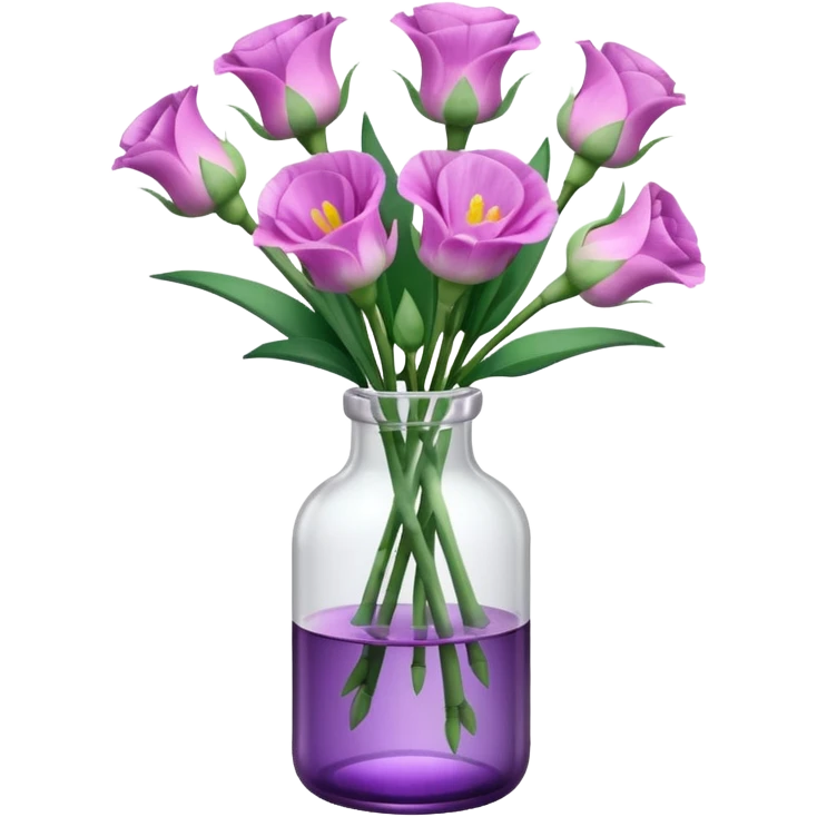 bouquet of realistic eustoma 11 in a bottle  emoji