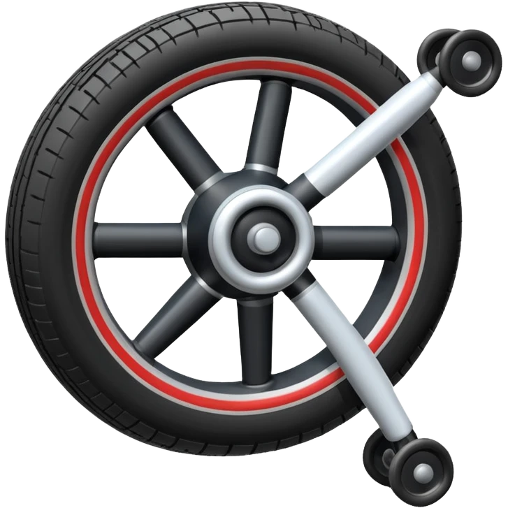 The aircraft's landing gear is one inflated, plump wheel with a strut, black in color, cartoon-style, isometric emoji