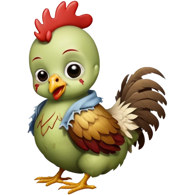 a baby zombie sitting on a chicken emoji