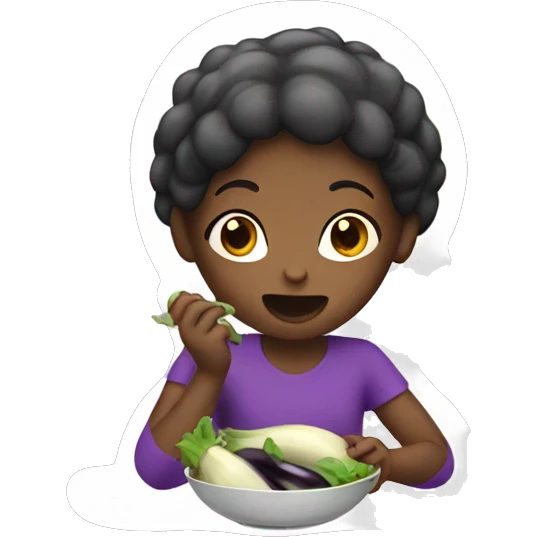 Girl eating eggplant emoji