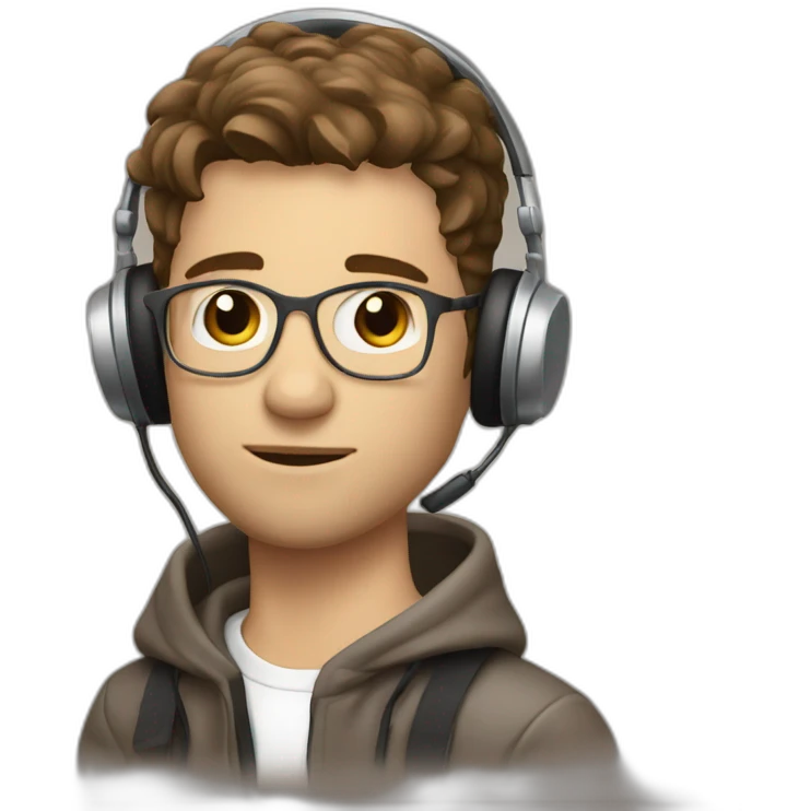 A white with short brown hairs guy DJ playing music emoji