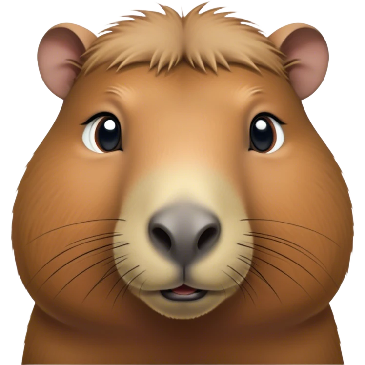Cinematic Noble Capybara Portrait Emoji, Poised and serene, with a robust, rounded build and a characteristically broad, slightly flattened capybara face featuring a short snout and small, rounded ears, covered in soft, earthy fur with subtle natural texture and gentle, wise eyes; rendered in lifelike detail with natural light, high shine, intelligent and calm, styled with an air of understated authority, focused and attentive, soft glowing outline, capturing the essence of a watchful and confident capybara that appears ready to step out of the screen with effortless dignity! emoji