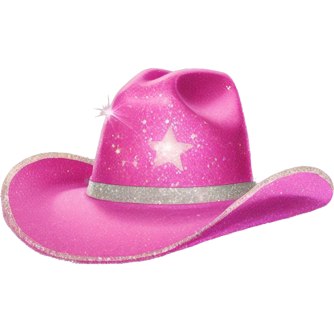 pink glittery cowgirl hat whit sherif star emoji