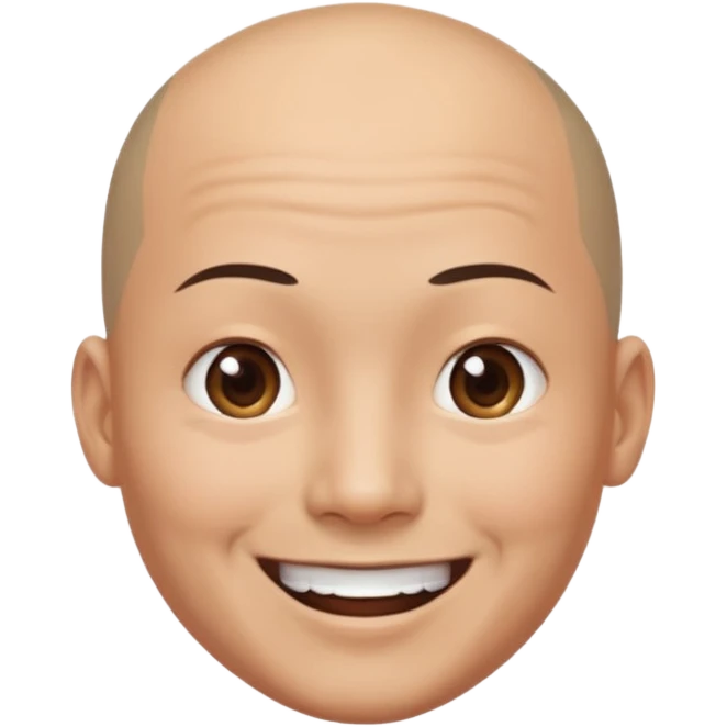 chineese man with a bald head and ponytail coming out in the middle emoji