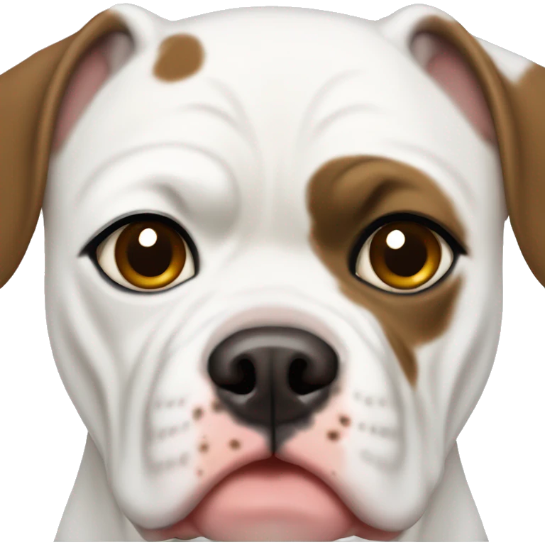 White American bulldog with brown spot right eye emoji