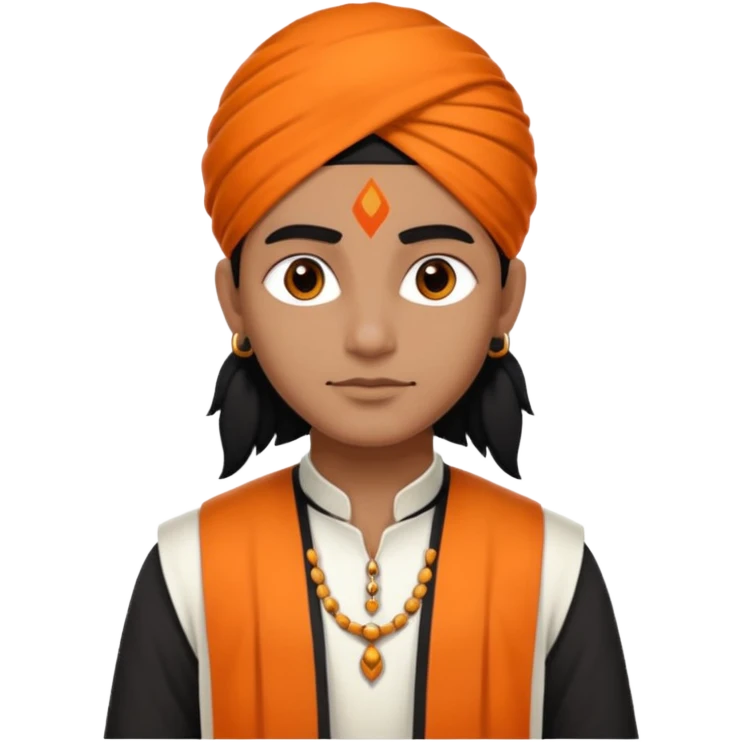 Orange black and white Indian  emoji