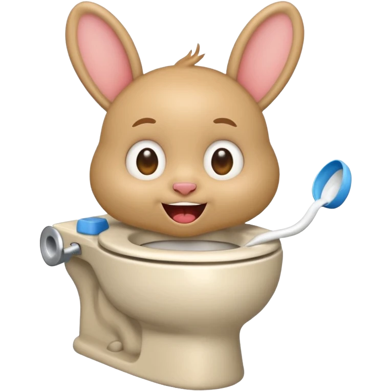 Labubu from funny cartoon eating a toilet, playful expression, emoji style emoji