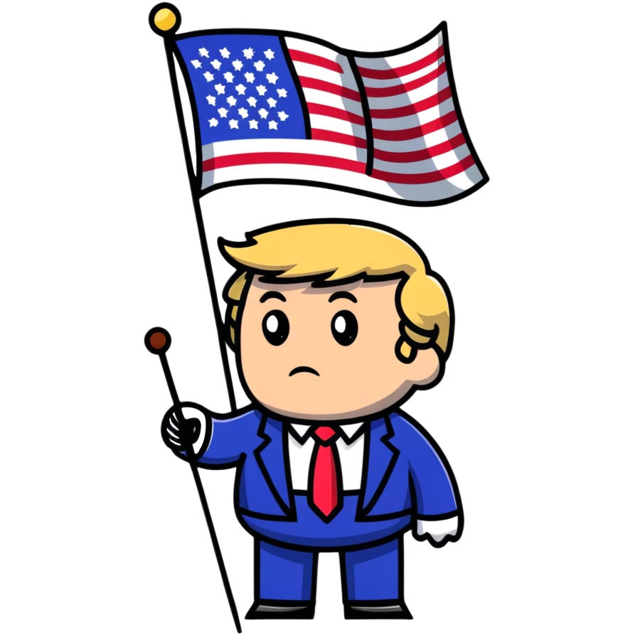 Donald Trump holding USA flag emoji
