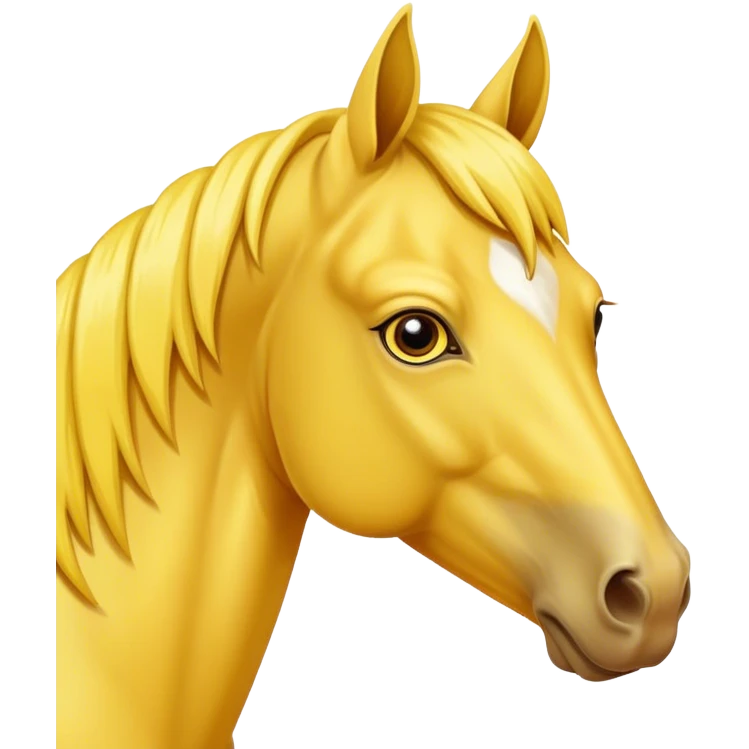 A mature all-yellow horse with its face facing the screen emoji