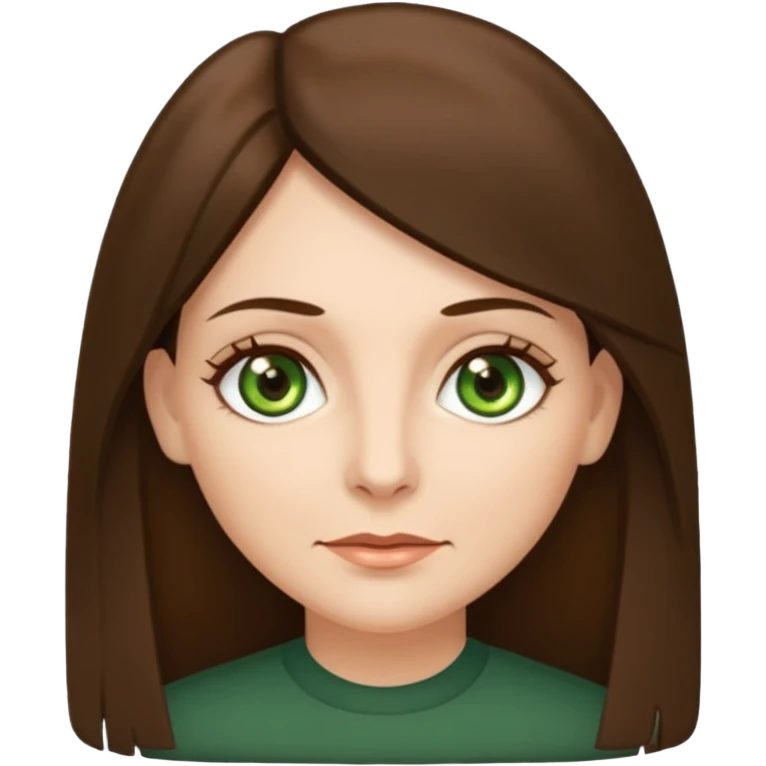 middle age woman with moss green eyes and long straight Ash-brown hair emoji