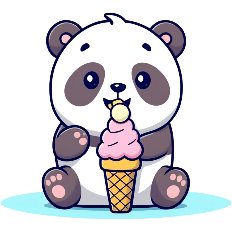 Panda eating ice cream emoji