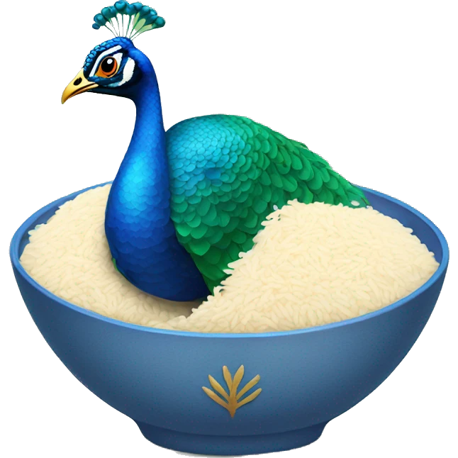 peacock in a bowl of rice emoji