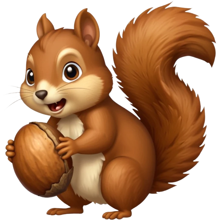 Squirrel bite giant acorn, panic emoji