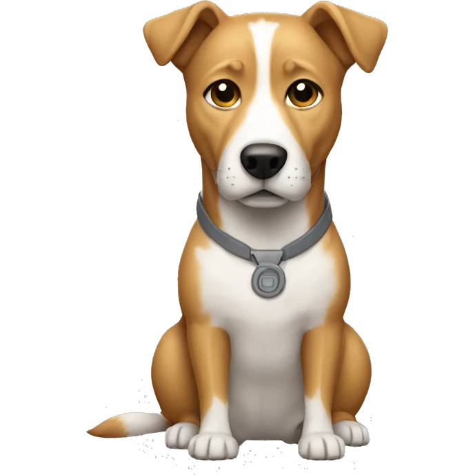 Dog white whith some light brown spot, dressed as an architect emoji
