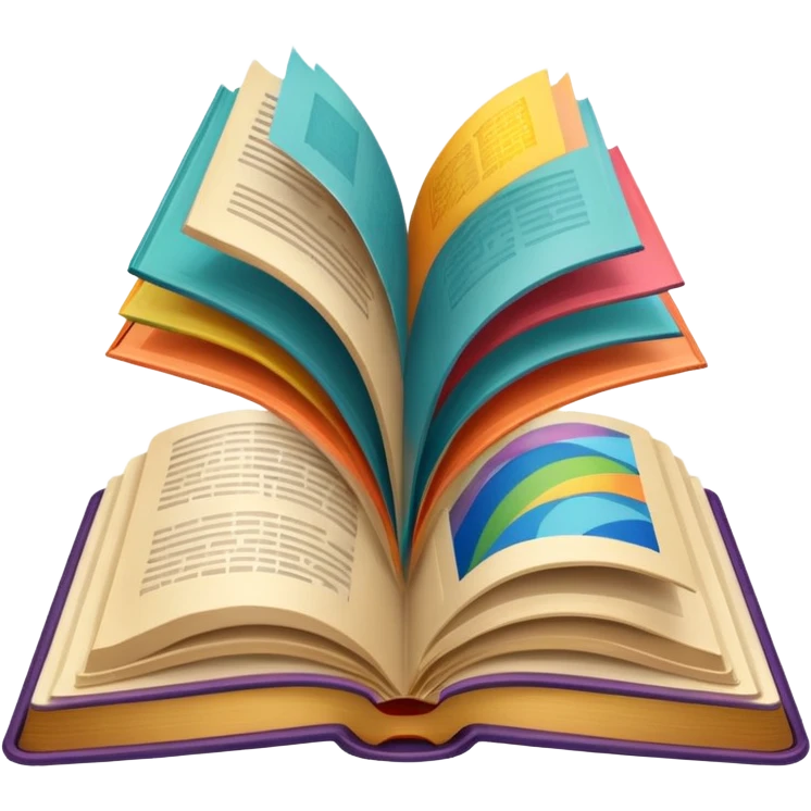 an open book with wallpaper samples. emoji