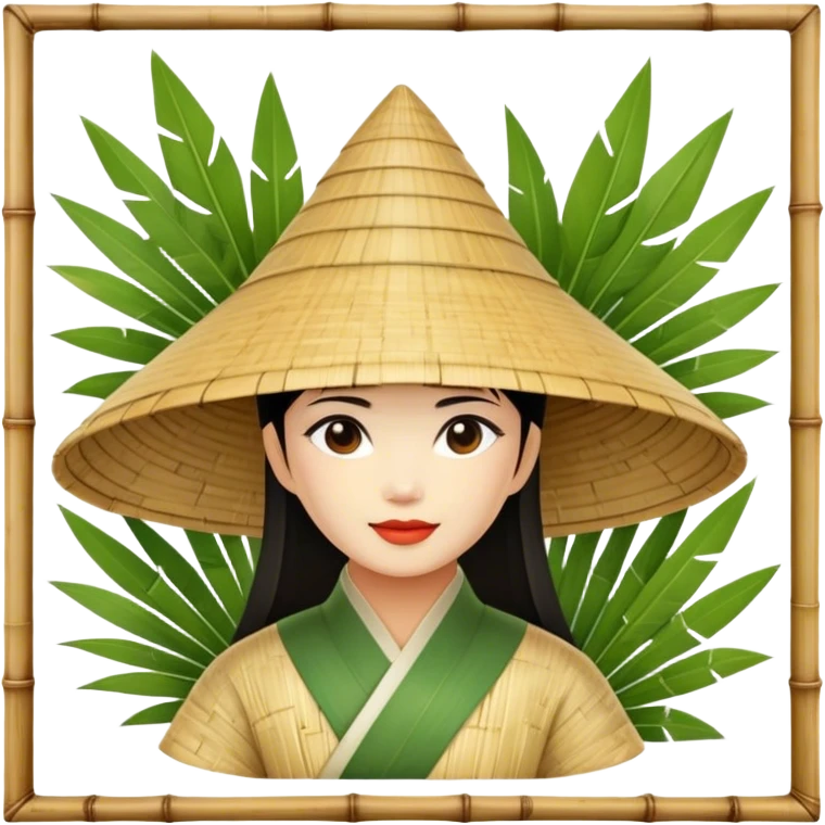 ​Cinematic Realistic Traditional Vietnamese Nón Lá, depicted as a delicately crafted conical hat made of bamboo and palm leaves with subtle texture and natural wear, set against a serene rural backdrop bathed in warm, soft sunlight, evoking authentic cultural heritage, emoji