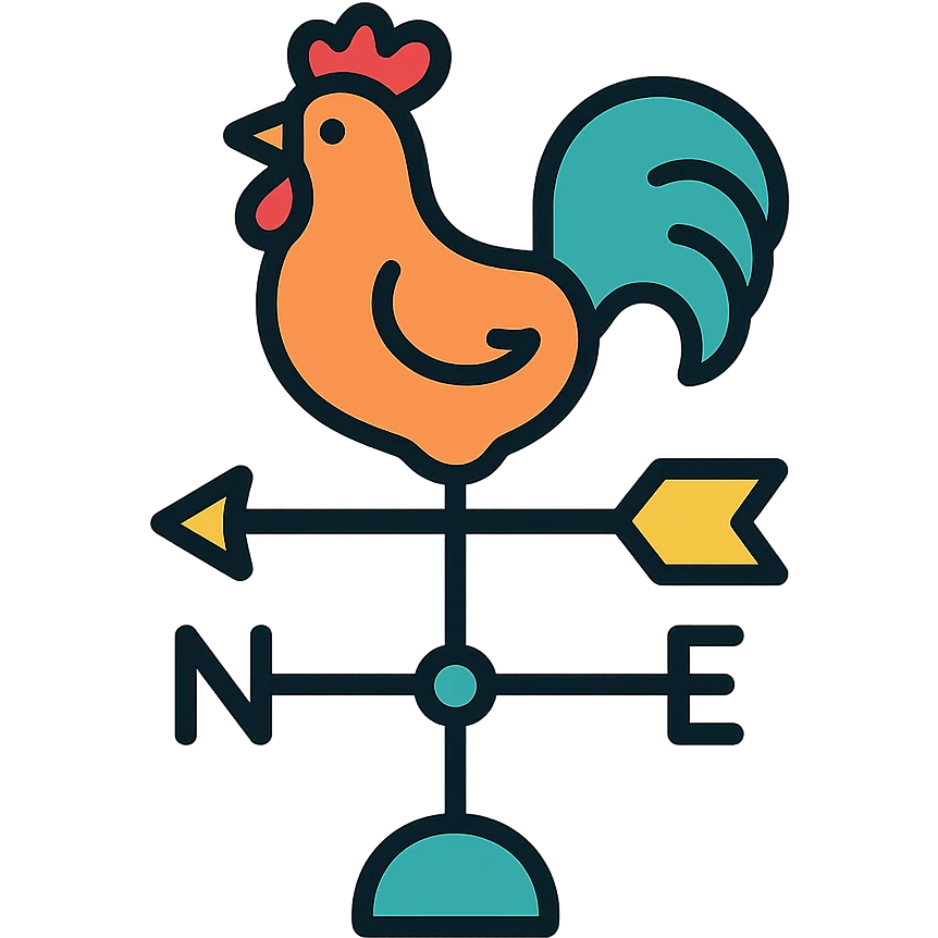 classic weathervane with rooster, colored icon with black outlines emoji