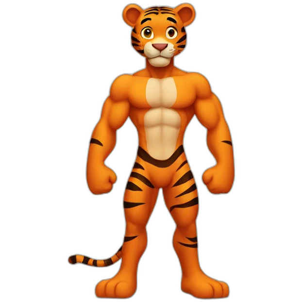Tigger with a muscle chest and skinny arms emoji