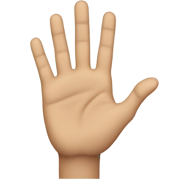 side view, hand flat,  emoji