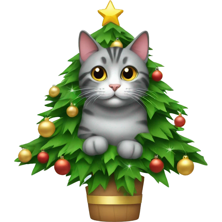 Cat in Christmas tree emoji