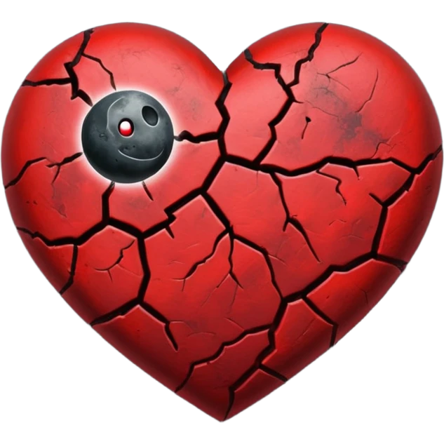 heart with a dark moon and grunge texture emoji