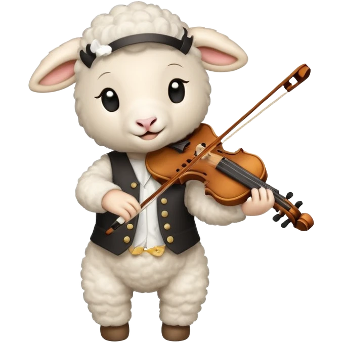 Little lamb playing a violin and dancing  emoji
