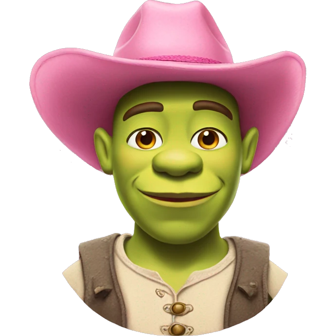 Shrek wearing a pink cowboy hat emoji