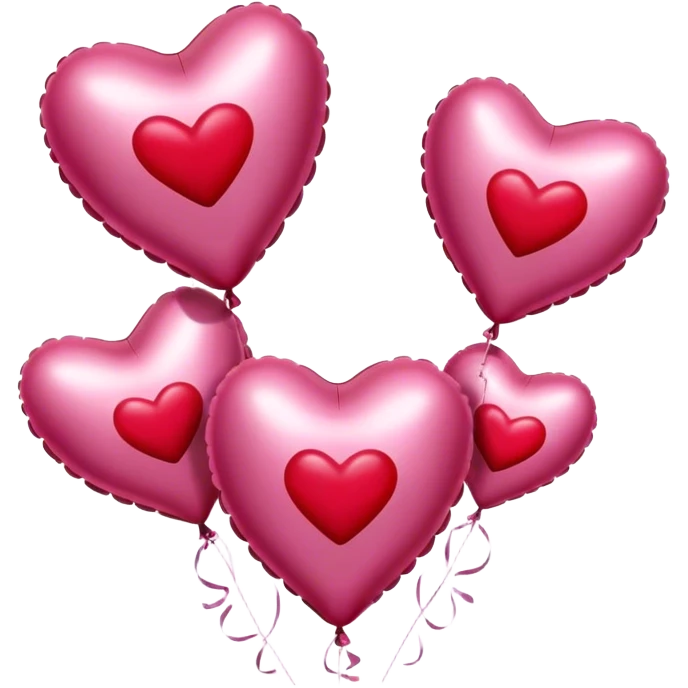 maroon love letter, three metallic pink heart-shaped balloons and red kisses  emoji