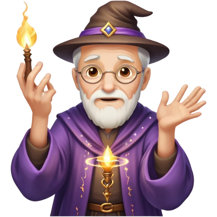 old man casting a magic spell with sparkles and magic effects emoji
