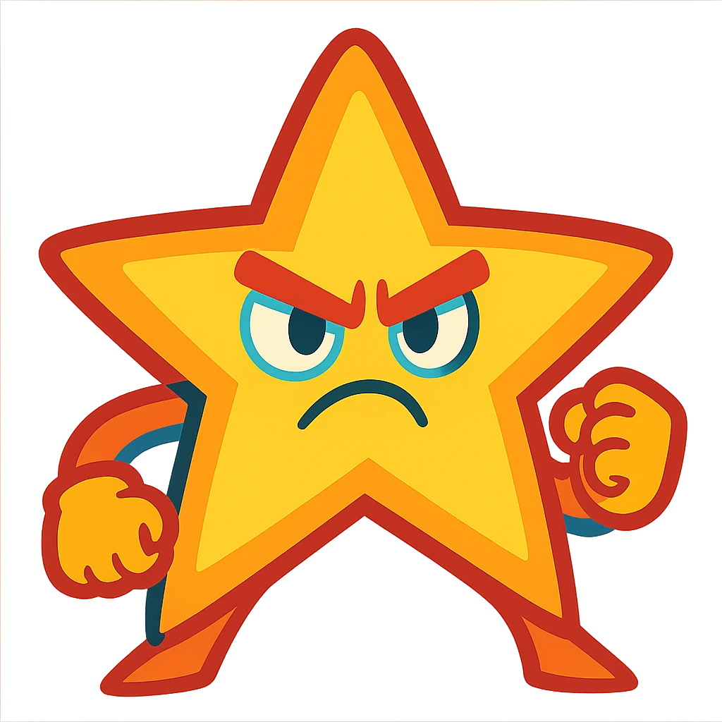 determined star with energetic colors emoji