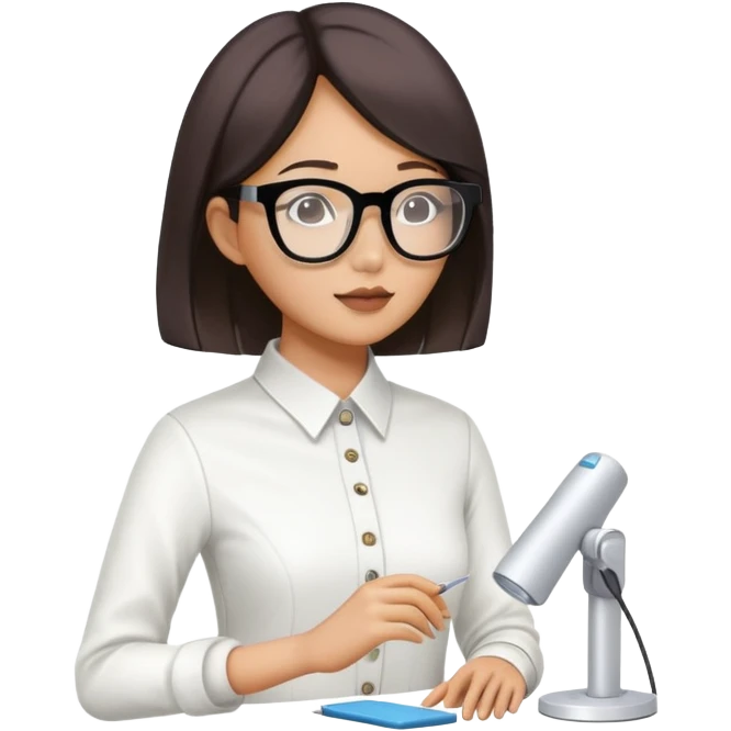 asian female clothing designer, designing kpop clothing on a headless mannequin emoji