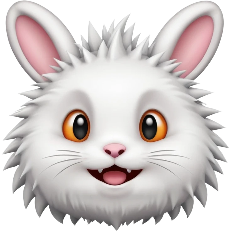round bunny with big eyes and closed mouth smile with spiky teeth  emoji