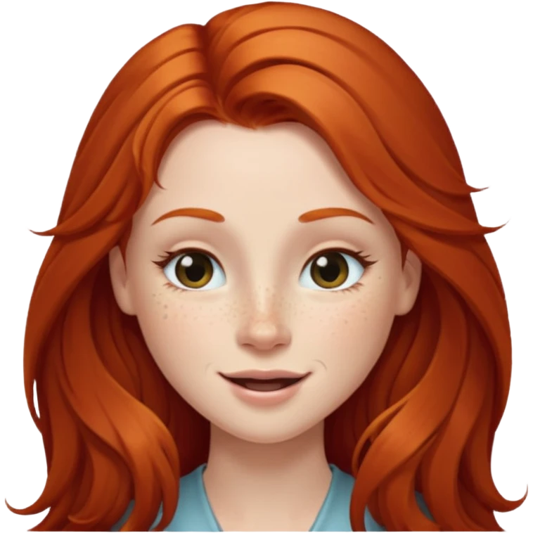 Long haired redhead winking wirh right eye emoji