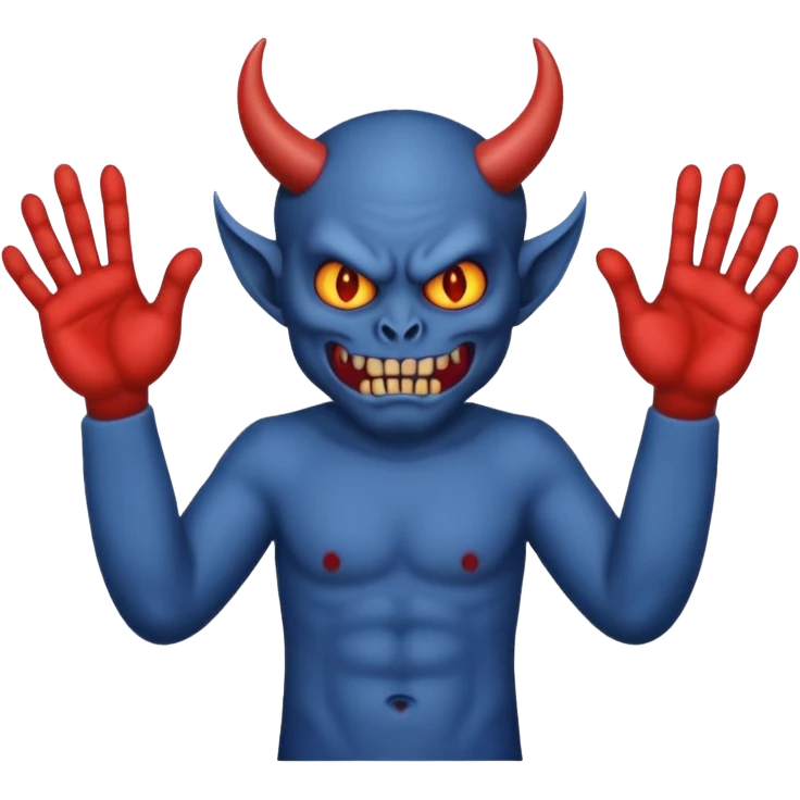 A demon with 2 hands 1 is holding 9 and the other 1 is holding 11 emoji