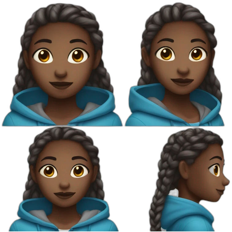 Darkskin girl 12 year old, ombre braids with blue hoodie  emoji