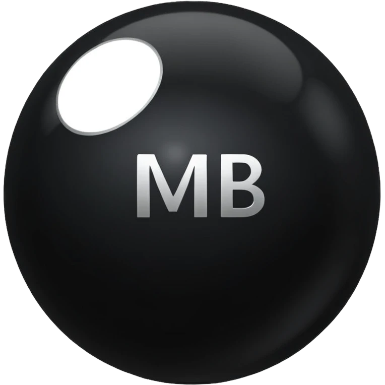 Black Ball with MB written on in the middle of it. Nothing else no holes or anything. emoji