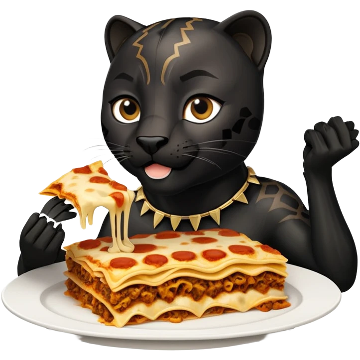 Black panther nigerian eating lasagna  emoji