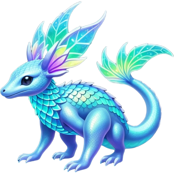 Shiny Exotic Colorful Neon-colored Ethereal Sparkly Amaura-Aurorus-Fakémon-hybrid-creature (full body)  emoji