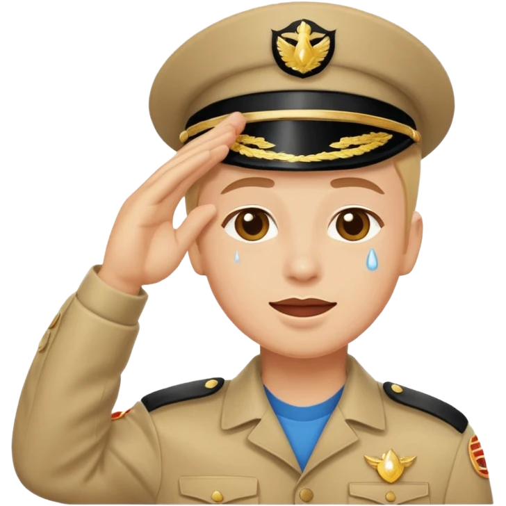 mix the cry emoji and the salute emoji emoji