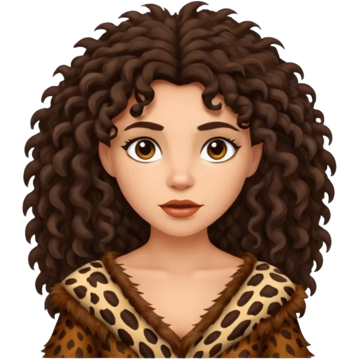 cavewoman with dark brown curly hair emoji