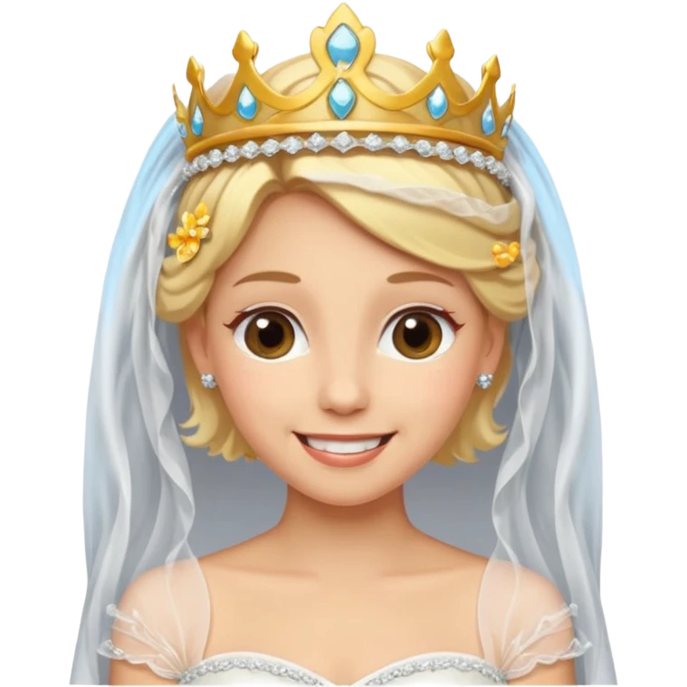 blonde bride tiara and veil emoji