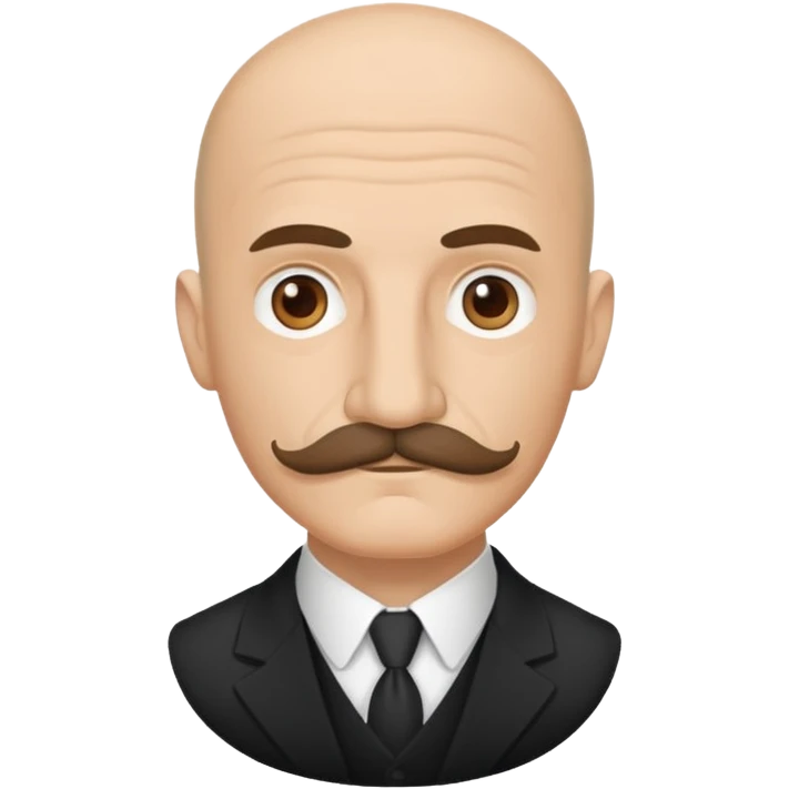 minimalist iOS emoji of Henri Bergson, bald, mustache, thoughtful, vector art emoji