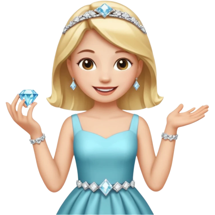 Hand with a diamond ring and girl beaming in the background emoji